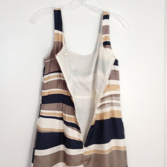 Banana Republic Silk Navy, Gold & Taupe Striped Sheath Dress - Picture 8 of 13